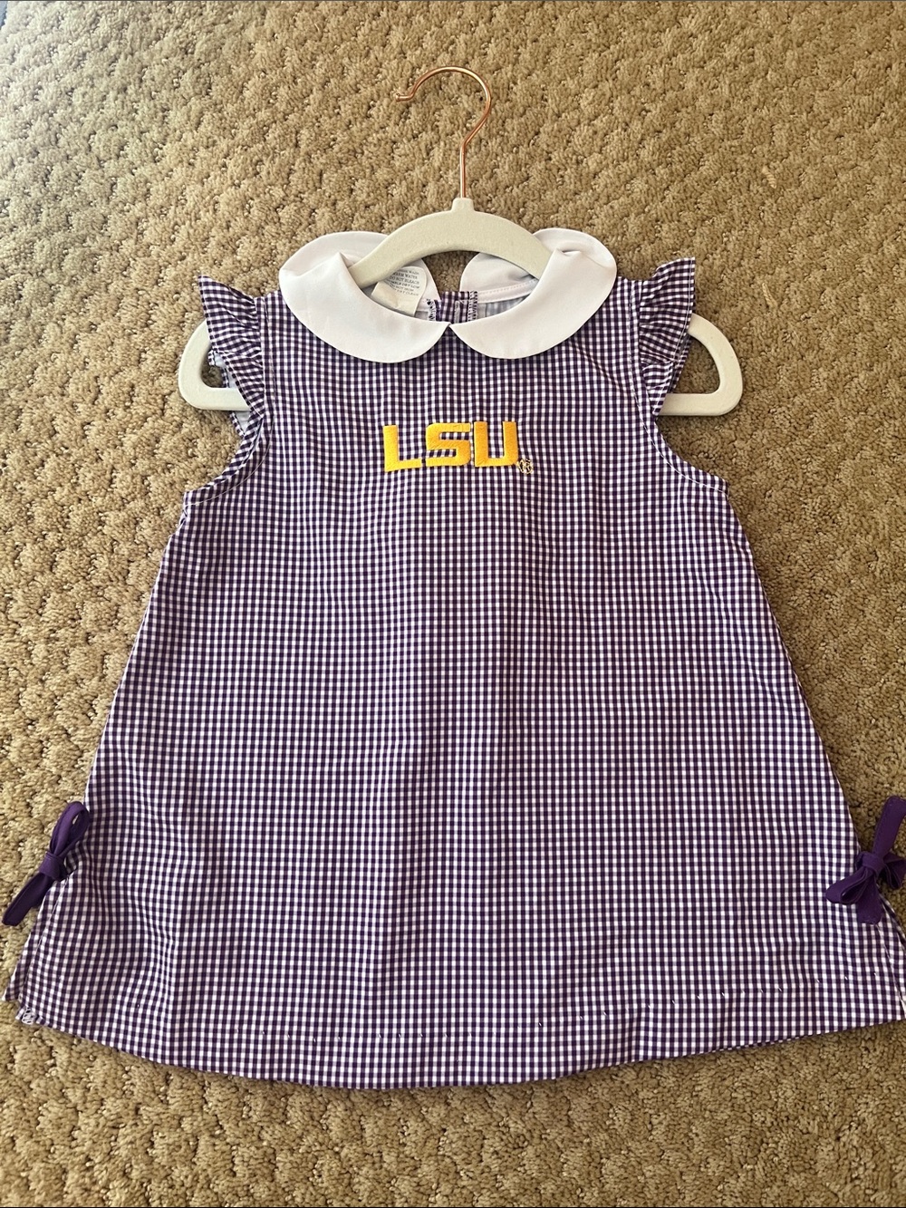 LSU Purple Gingham Peter Pan Collar girls Dress